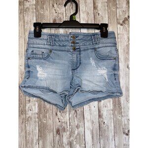 Blue Spice Women's Light Wash Distressed Denim Jean Shorts Size 3/4 Micro